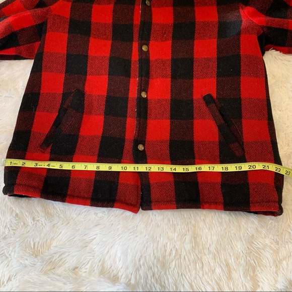 Damart Buffalo Plaid Red & Black Heavy Wool Jacket Size Large - Picture 10 of 13